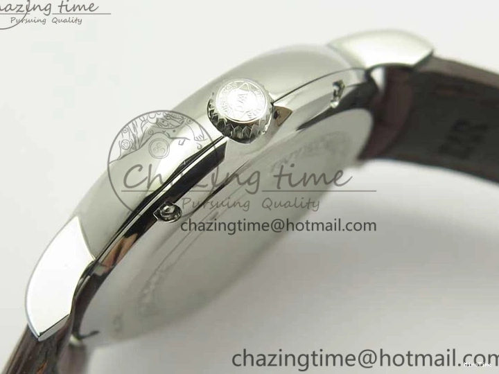 MIROTIME 0517 Portofino Automatic SS TWF 1:1 Best Edition Silver Dial Gold Markers on Brown Leather Strap A Bright 7203